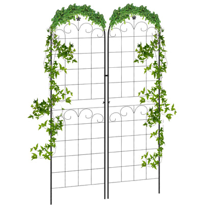 Metal Trellis Set of 2, Garden Trellis for Climbing Plants Support Frames, Floral Design