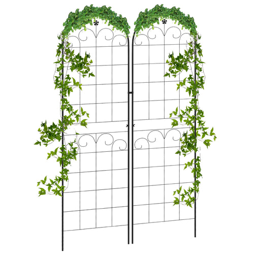 Metal Trellis Set of 2, Garden Trellis for Climbing Plants Support Frames, Floral Design