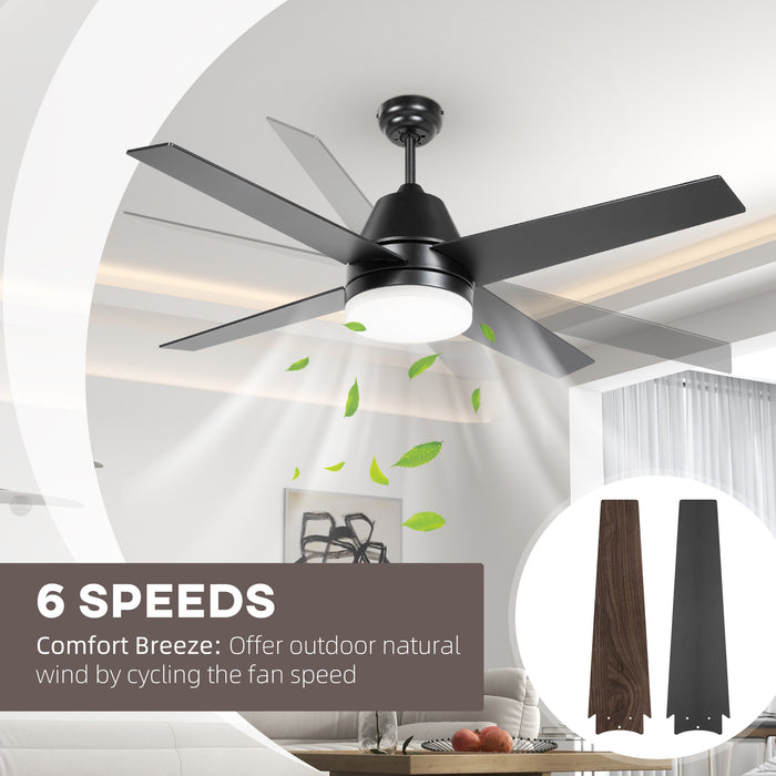 Mounting Reversible Ceiling Fan with Light, Remote, Black & Brown