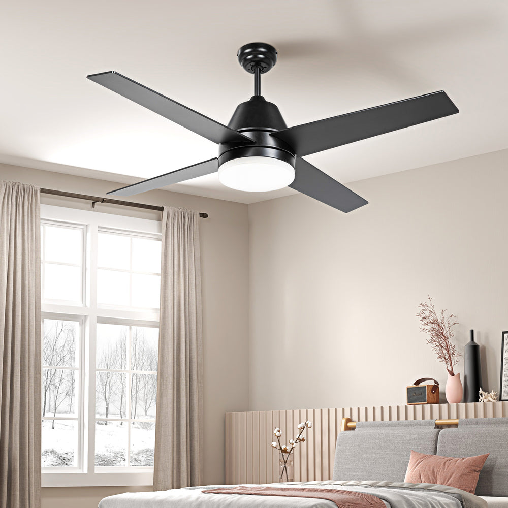 Mounting Reversible Ceiling Fan with Light, Remote, Black & Brown