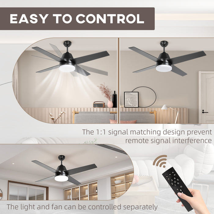 Mounting Reversible Ceiling Fan with Light, Remote, Black & Brown