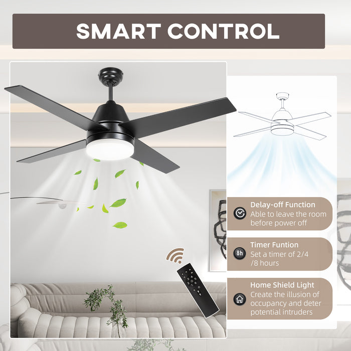 Mounting Reversible Ceiling Fan with Light, Remote, Black & Brown