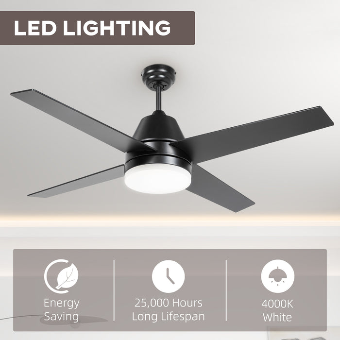 Mounting Reversible Ceiling Fan with Light, Remote, Black & Brown