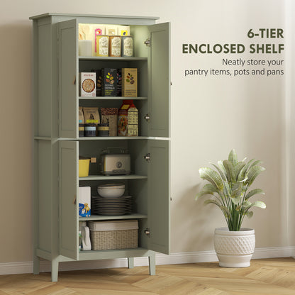 176.5 cm Tall Freestanding Pantry Storage Cabinet with 4 Doors Green