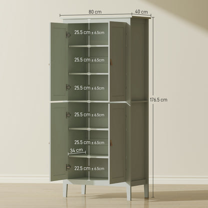 176.5 cm Tall Freestanding Pantry Storage Cabinet with 4 Doors Green