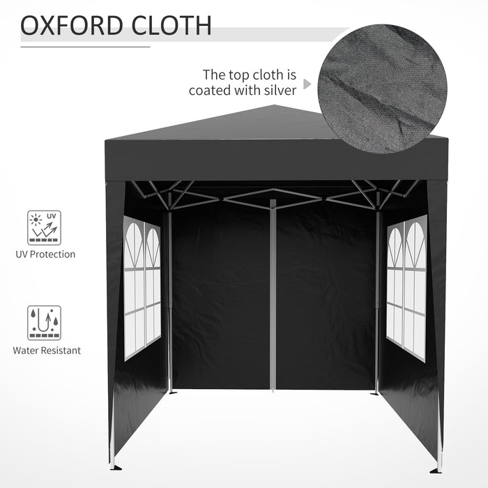 2x2m Garden Pop Up Gazebo Shelter Canopy w/ Removable Walls and Carrying Bag for Party and Camping, Black