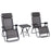 3pcs Folding Zero Gravity Chairs Sun Lounger Table Set w/ Cup Holders Reclining Garden Yard Pool, Grey