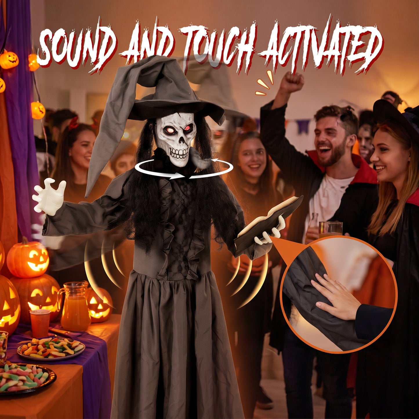 180cm Life Size Animated Witch Halloween Decoration Outdoor Indoor