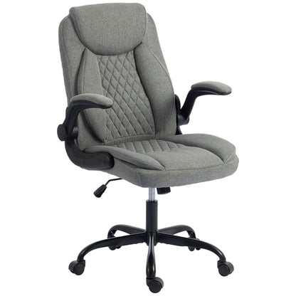Linen-Look Computer Desk Chair with Thick Cushion, Grey