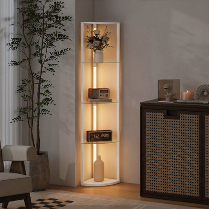 LED Floor Lamp with Shelves, Dimmable Standing Lamp with Foot Switch