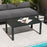 Outdoor Side Table, Rectangular Patio Coffee Side Table with Steel Frame and Slat Tabletop for Garden, Balcony, Black