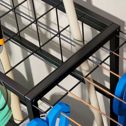 Garden Tool Storage Rack, 3-Tier Garden Tool Rack with 11 Hooks