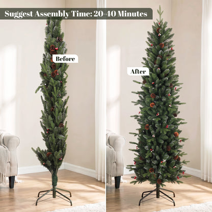 Slim Gracious Pine Xmas Tree with 688 Branch Tips, Green