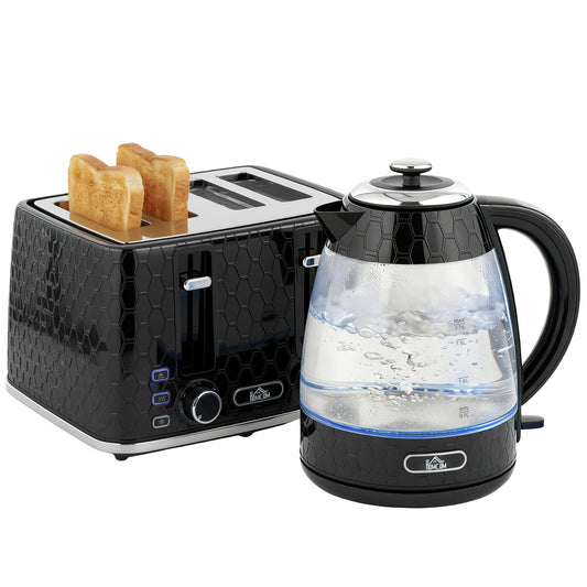 Kettle and Toaster Set with Strix Thermostat, Crumb Tray, Black