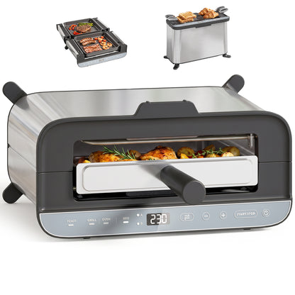 3-in-1 Electric Mini Oven, Long Slot Toaster and Tabletop Grill
