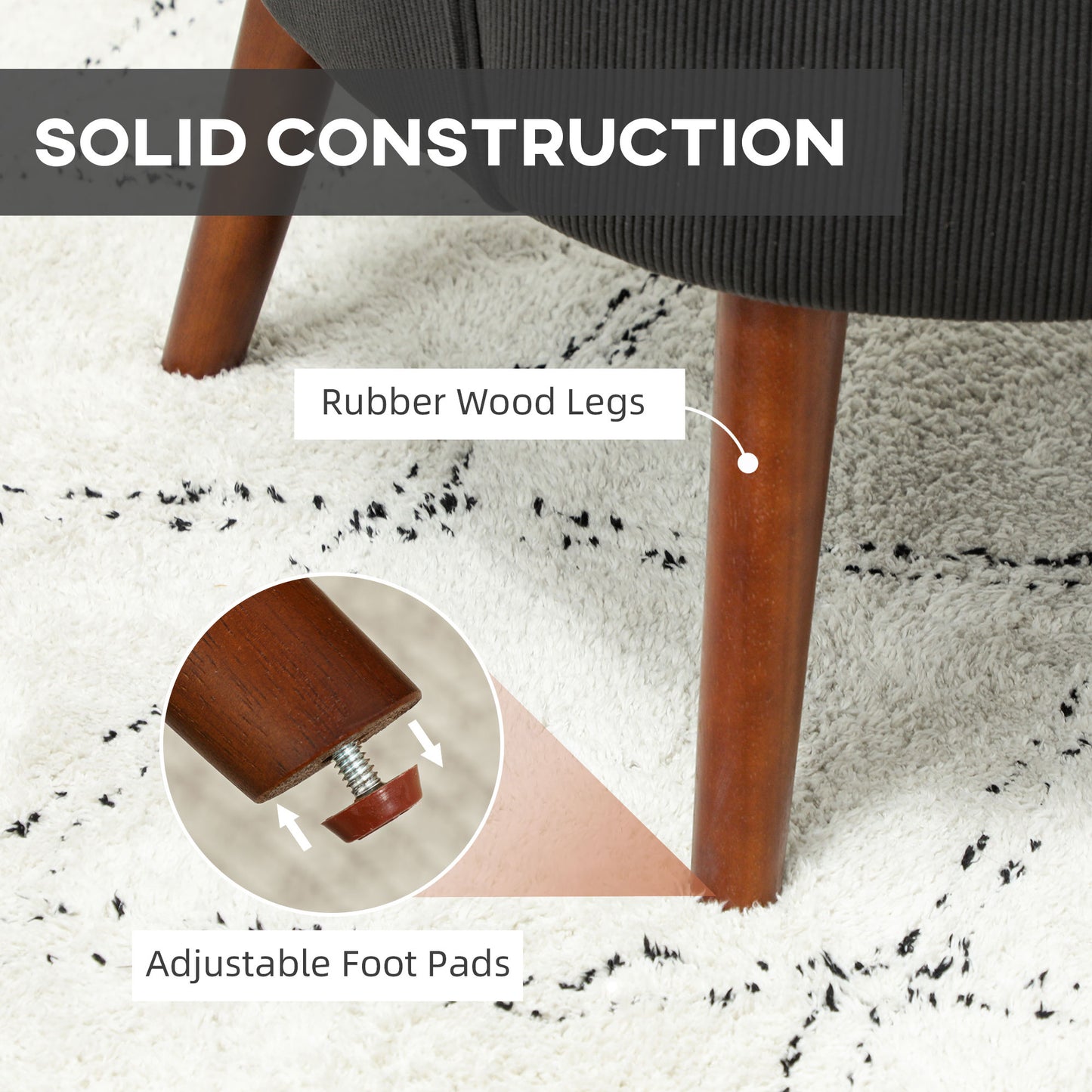 Armchair with Padded Seat and Backrest for Living Room, Black