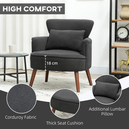 Armchair with Padded Seat and Backrest for Living Room, Black