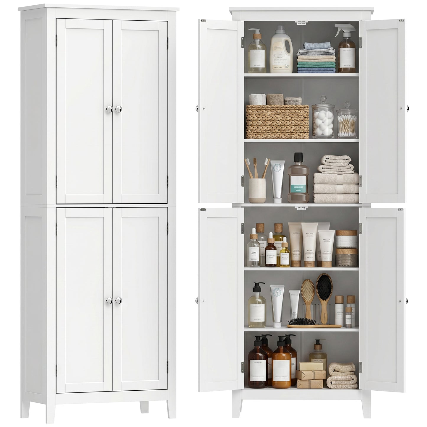 170 cm Tall Bathroom Storage Cabinet with Adjustable Shelves