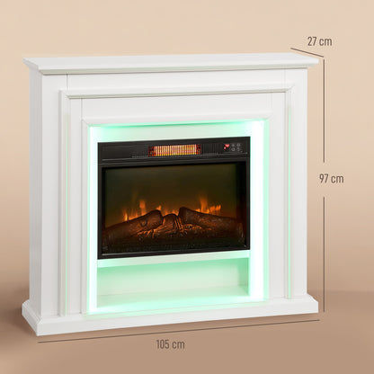 Electric Fireplace with Surround, LED Lights, 38" 1800W Inset Electric Fire and Mantel Reach up to 30 m² with Realistic Flame Effect