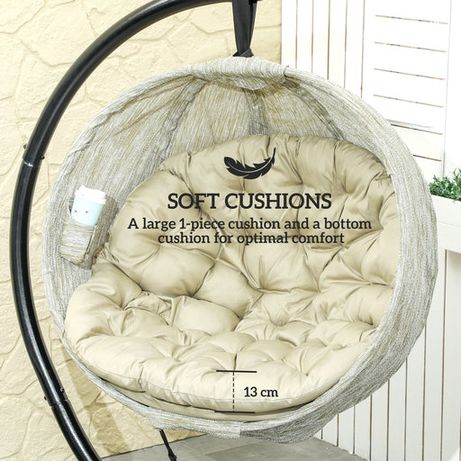 Hanging Egg Chair Outdoor Indoor Swing Chair, Folding Basket, Khaki