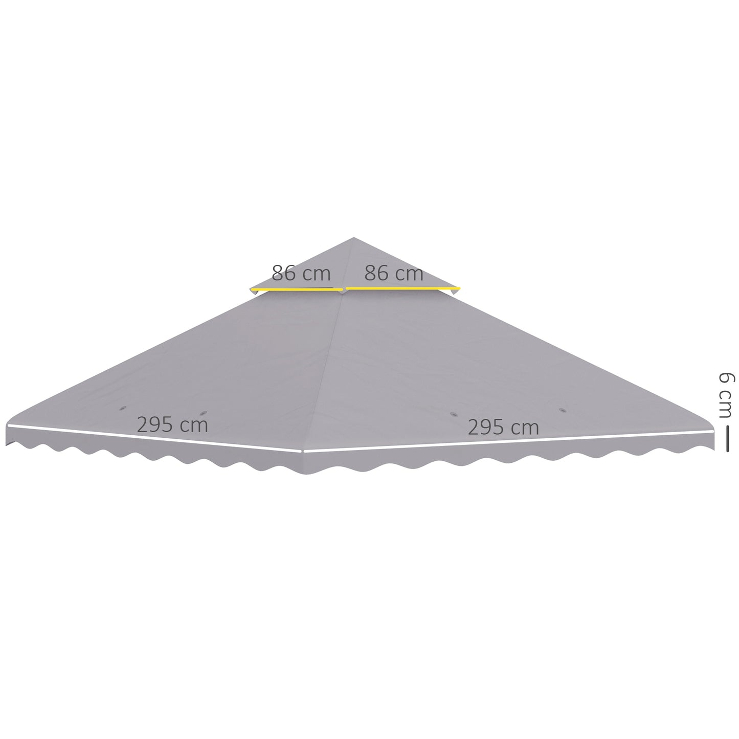 3 x 3 (m) Gazebo Canopy Replacement Covers, 2-Tier Gazebo Roof Replacement (TOP ONLY), Grey