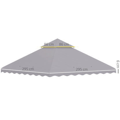 3 x 3 (m) Gazebo Canopy Replacement Covers, 2-Tier Gazebo Roof Replacement (TOP ONLY), Grey