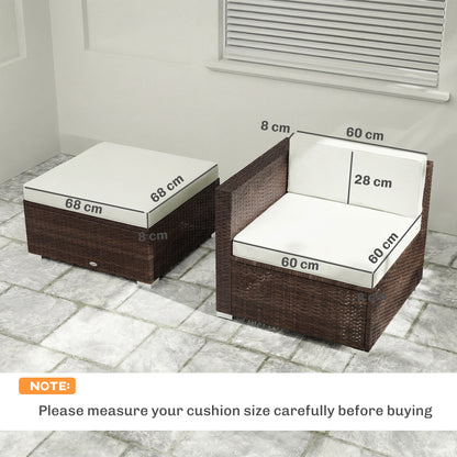 7-Piece Patio Furniture Cushions Water-Repellent 60x60cm, Cream