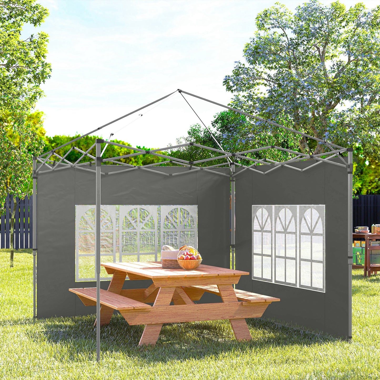 Gazebo Side Panels for 3x3(m) or 3x4m Pop Up Gazebo, Dark Grey