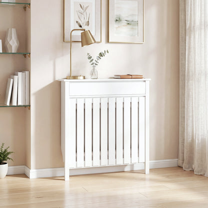 Radiator Cover with Drawer and Vertical Slats White