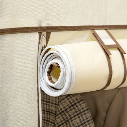 Fabric Wardrobe w/ Shelves Hanging Rail Foldable Closets Cream