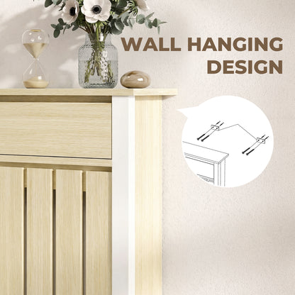Radiator Cover with Drawer and Vertical Slats Oak