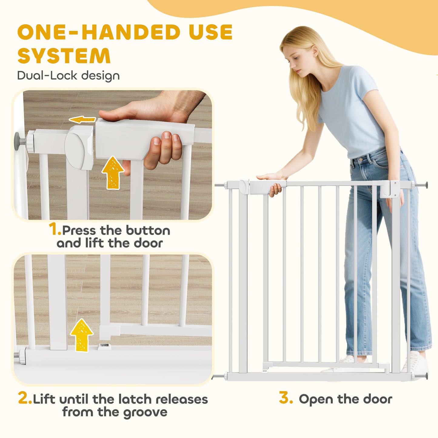 Pet Safety Gate, 76-82cm Wide Baby Stair Gate with Auto-Close