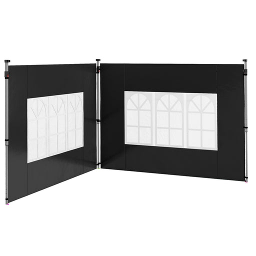 Gazebo Side Panels, Sides Replacement with Window for 3x3(m) or 3x4m Pop Up Gazebo, 2 Pack, Black