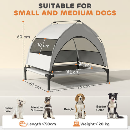 Portable Elevated Dog Bed with Removable Canopy, 76 x 61 x 60 cm