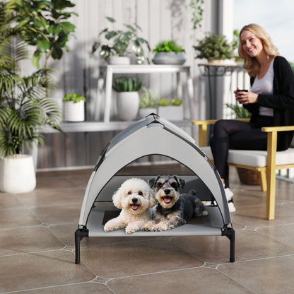 Portable Elevated Dog Bed with Removable Canopy, 76 x 61 x 60 cm