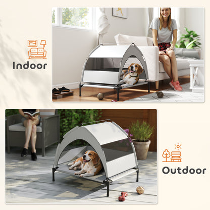 Portable Elevated Dog Bed with Removable Canopy, 76 x 61 x 60 cm