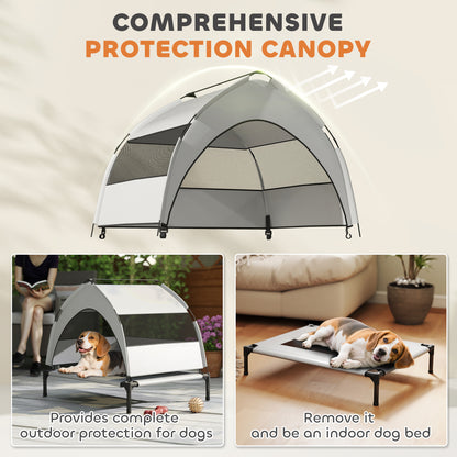 Portable Elevated Dog Bed with Removable Canopy, 76 x 61 x 60 cm