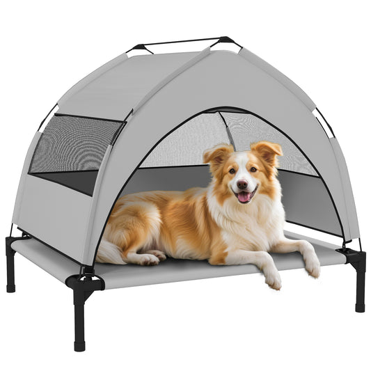 Portable Elevated Dog Bed with Removable Canopy, 76 x 61 x 60 cm