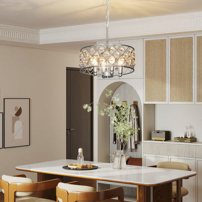 Ceiling Light with Adjustable Height, Modern Crystal Chandelier