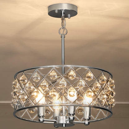Ceiling Light with Adjustable Height, Modern Crystal Chandelier