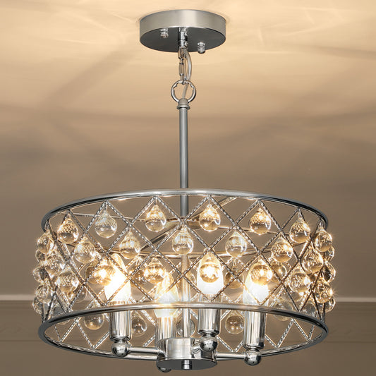 Ceiling Light with Adjustable Height, Modern Crystal Chandelier