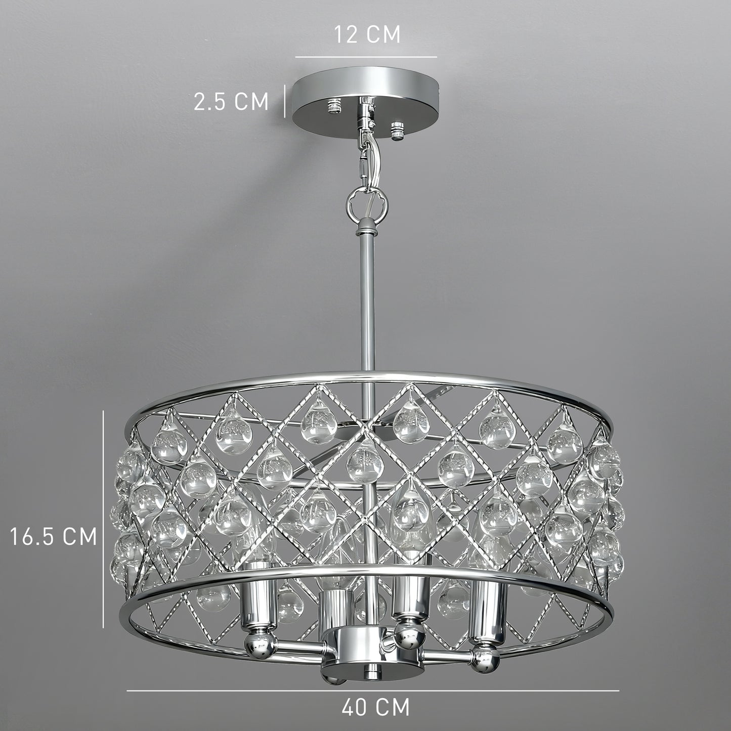 Ceiling Light with Adjustable Height, Modern Crystal Chandelier