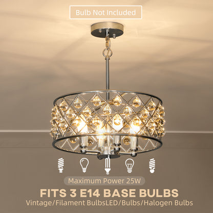 Ceiling Light with Adjustable Height, Modern Crystal Chandelier
