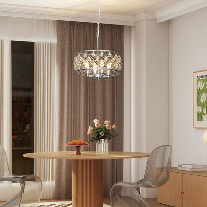 Ceiling Light with Adjustable Height, Modern Crystal Chandelier
