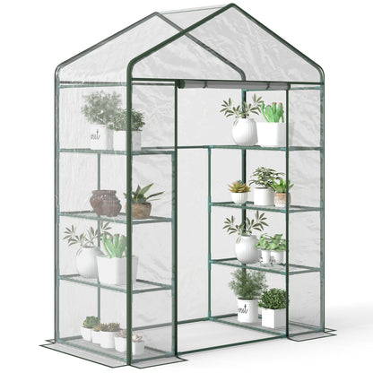 Walk In Greenhouse Garden Clear PVC Frame Shelves Reinforced Plant Grow