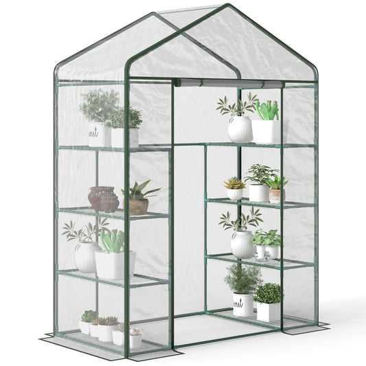 Walk In Greenhouse Garden Clear PVC Frame Shelves Reinforced Plant Grow