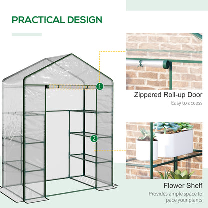 Walk In Greenhouse Garden Clear PVC Frame Shelves Reinforced Plant Grow