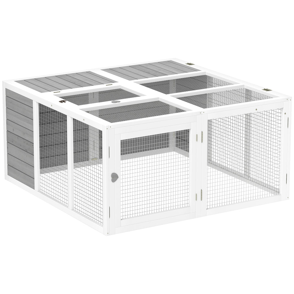 Rabbit Hutch Small Animal Guinea Pig House with Openable Roof Grey