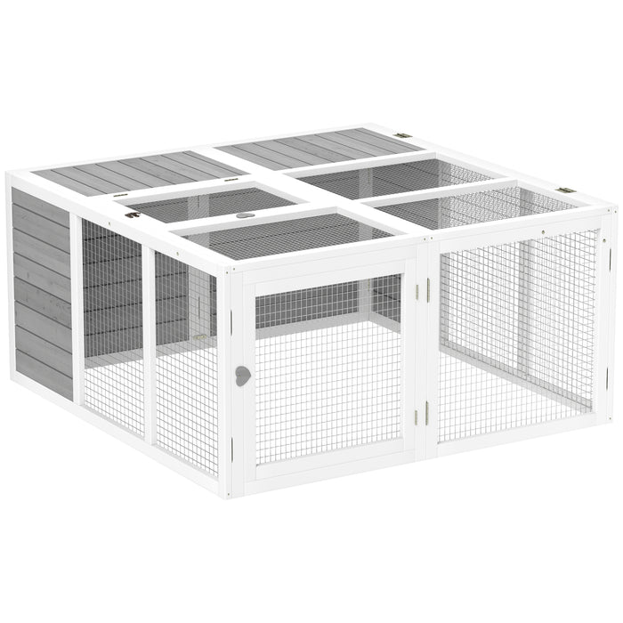 Rabbit Hutch Small Animal Guinea Pig House with Openable Roof Grey