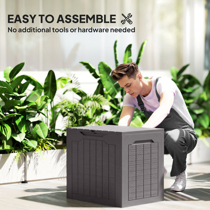 93L Plastic Garden Storage Box, Storage Container w/ Handles, Brown